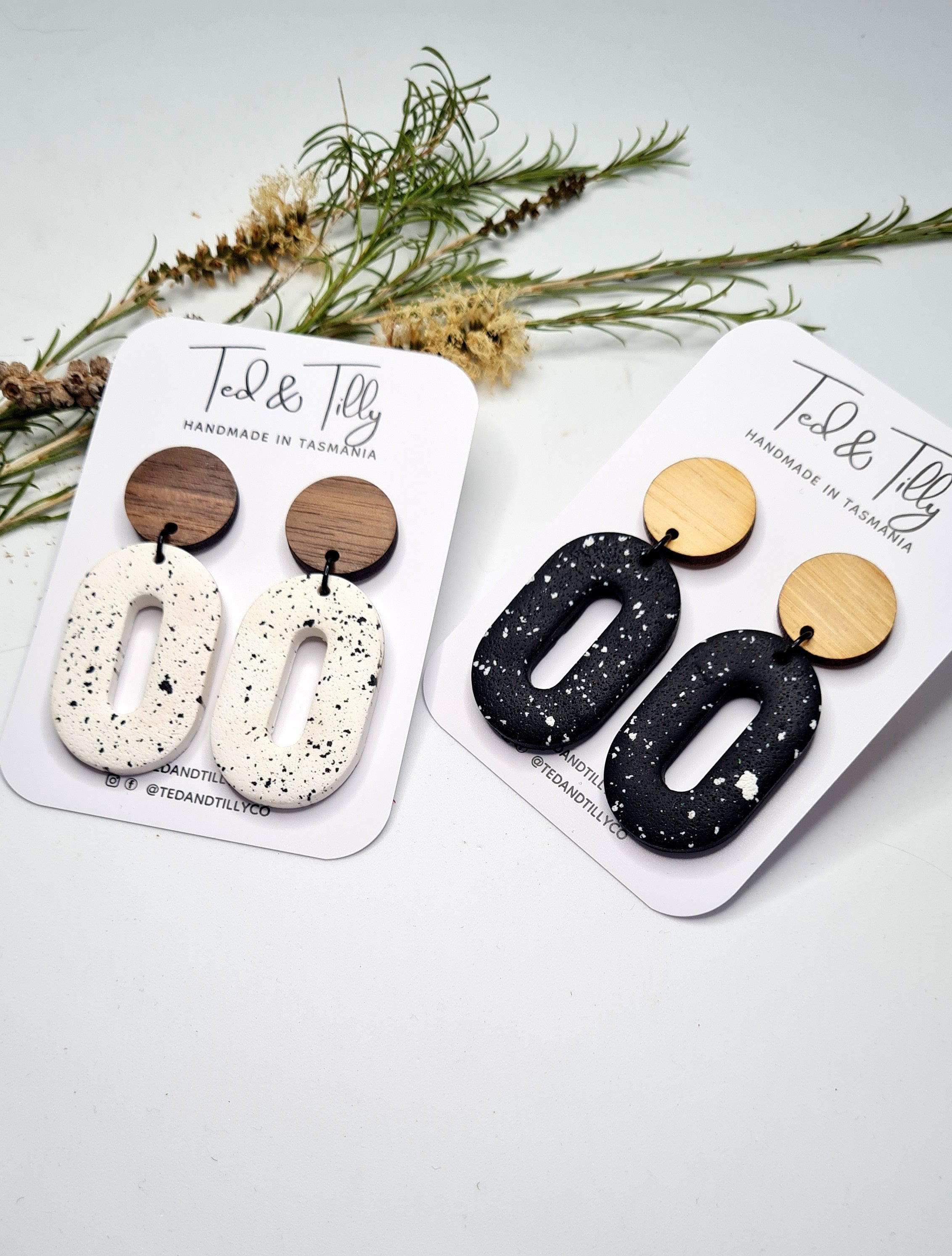 Speckled clay earrings deals
